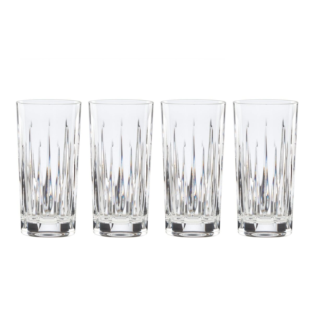 Radiating Cut Crystal Highball Glasses, Set of 4